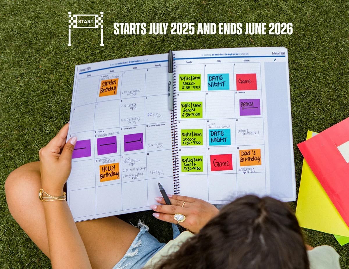 Academic Year Monthly Planner 2026–2027 – Mobile Desktop Calendar – Dry Erase Whiteboard – Fold-Out Design – Marker & Labels Included – 11x14" Expands to 22x14" – Navy Blue