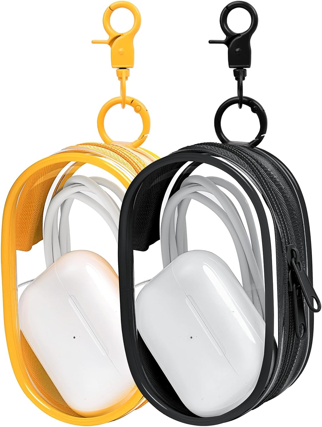 Linsaner 1|2|4 Pack Available Storage Bag for Organizing Data Cables, Earphone, Chargers, Keys, Change, Blind Box Doll Transparent Display Bag, Tech Pouch (Black, 1 Pack)