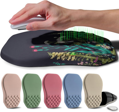 Ergonomic Raised Mouse Pad Wrist Support with Bilateral Slope Memory Foam Mousepad for Wrist Rest and Carpal Tunnel Pain Relief 11.8x7.9〃 Black