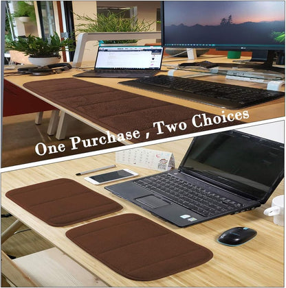 AUHOKY 2 Sets Ergonomic Computer Wrist Pad - Long & Short Size Combination Keyboard Rest Elbow Support Mat for Office, Desktop, Working, Gaming - Memory Foam Relieve Elbow Pain (Brown)