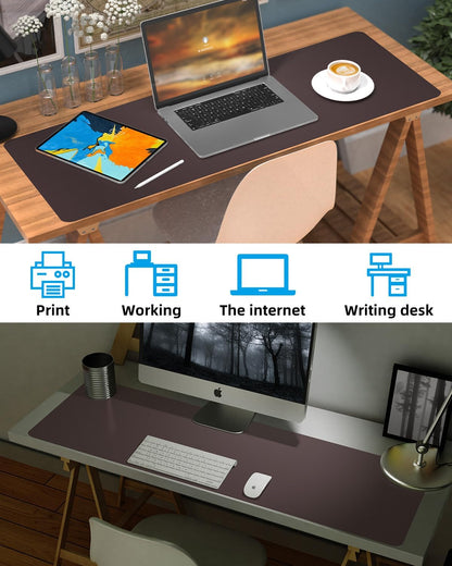 Leather Desk Pad Protector, Office Desk Mat, Large Mouse Pad, Non-Slip PU Leather Desk Blotter, Laptop Desk Pad Desk Accessories for Office and Home (Black, 40" x 17")