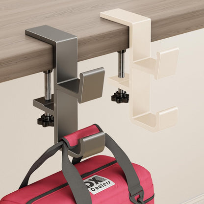 Desk Hook for Bag, Purse Hook for Table, Under Desk Handbag Hanger, Aluminum Backpack Holder, Desk Mount Hook for Umbrellas, Headphone, Cream