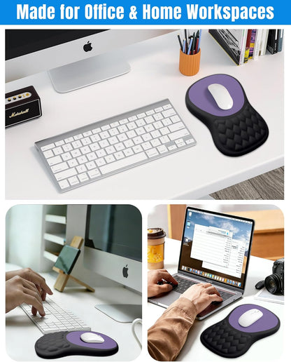 Ergonomic Mouse Pad with Wrist Rest, Slope Design Memory Foam Support, Smooth Lycra Surface, Non-Slip PU Base, Comfortable Mouse Mat for Office, Home, Computer Desk (Black)