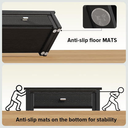 WOHOMO Dual Monitor Stand Riser with Drawers, Desk Organizers for 2 Monitors, Desktop Storage Stand for Computer,Laptop,Walnut