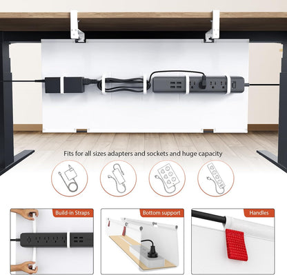 Univivi No Drill Under Desk Cable Management Tray, 36" Cord Organizer for Table, Clamp/Screw Mount Desk Cable Management, Premium Fabric Cable Management Tray for Office, Home
