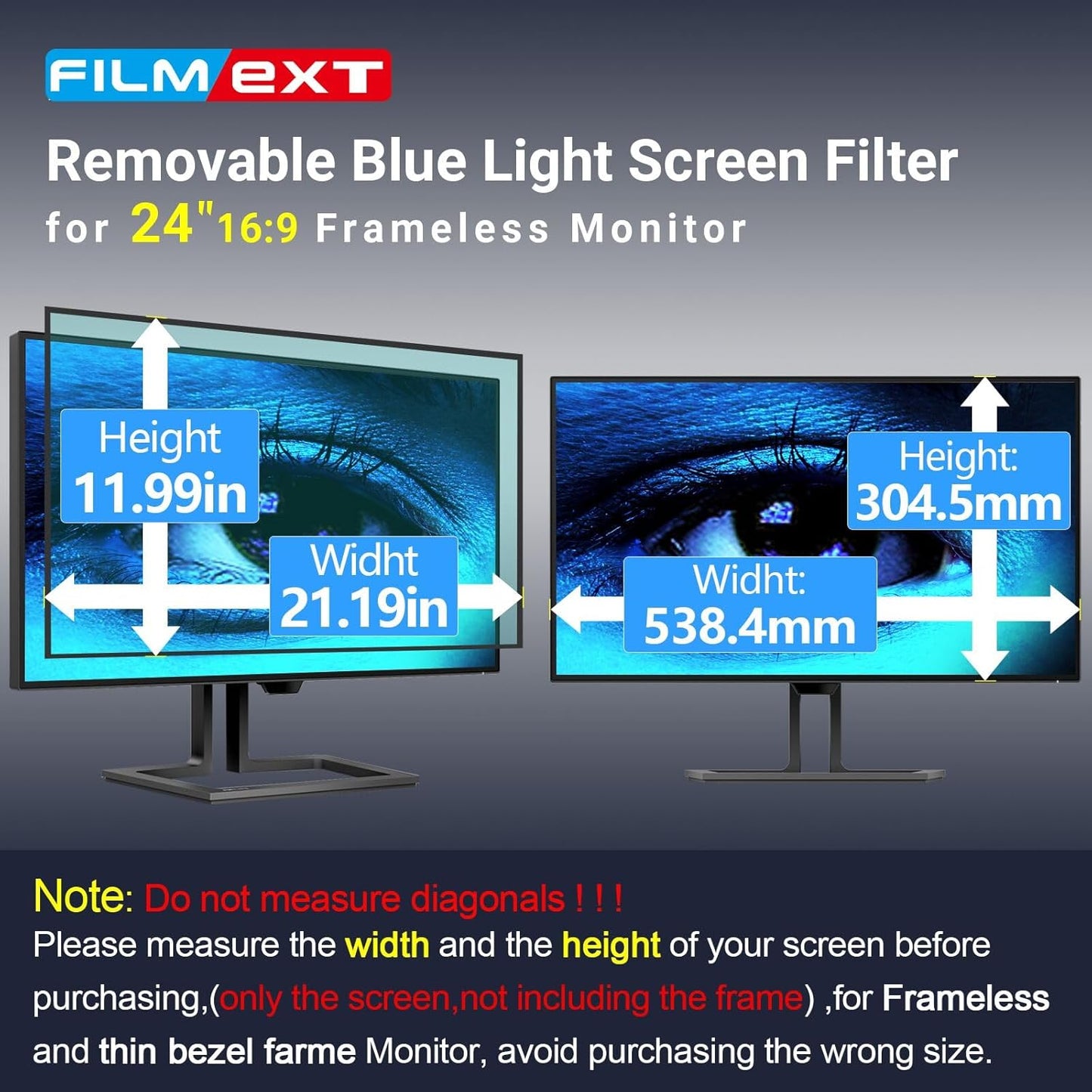 [2 Pack] 27 Inch Computer Privacy Screen , 16:9 Aspect Ratio Monitor Privacy Filter with Anti-Glare, Anti-Blue Light & Anti-Spy Protection, Removable Anti-Scratch Screen Protector for 27-Inch Widescreen Monitors