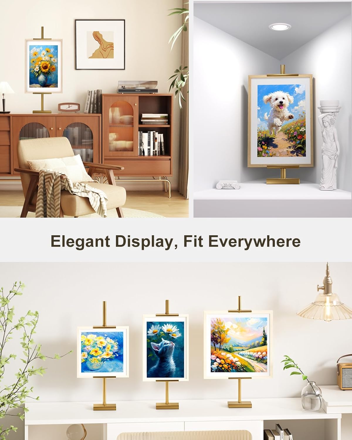 Adjustable Tabletop Easel Stand, Picture Easels for Display Up to 29" H, Metal Picture Frame Holder Stand Table for Art, Photo (Gold)