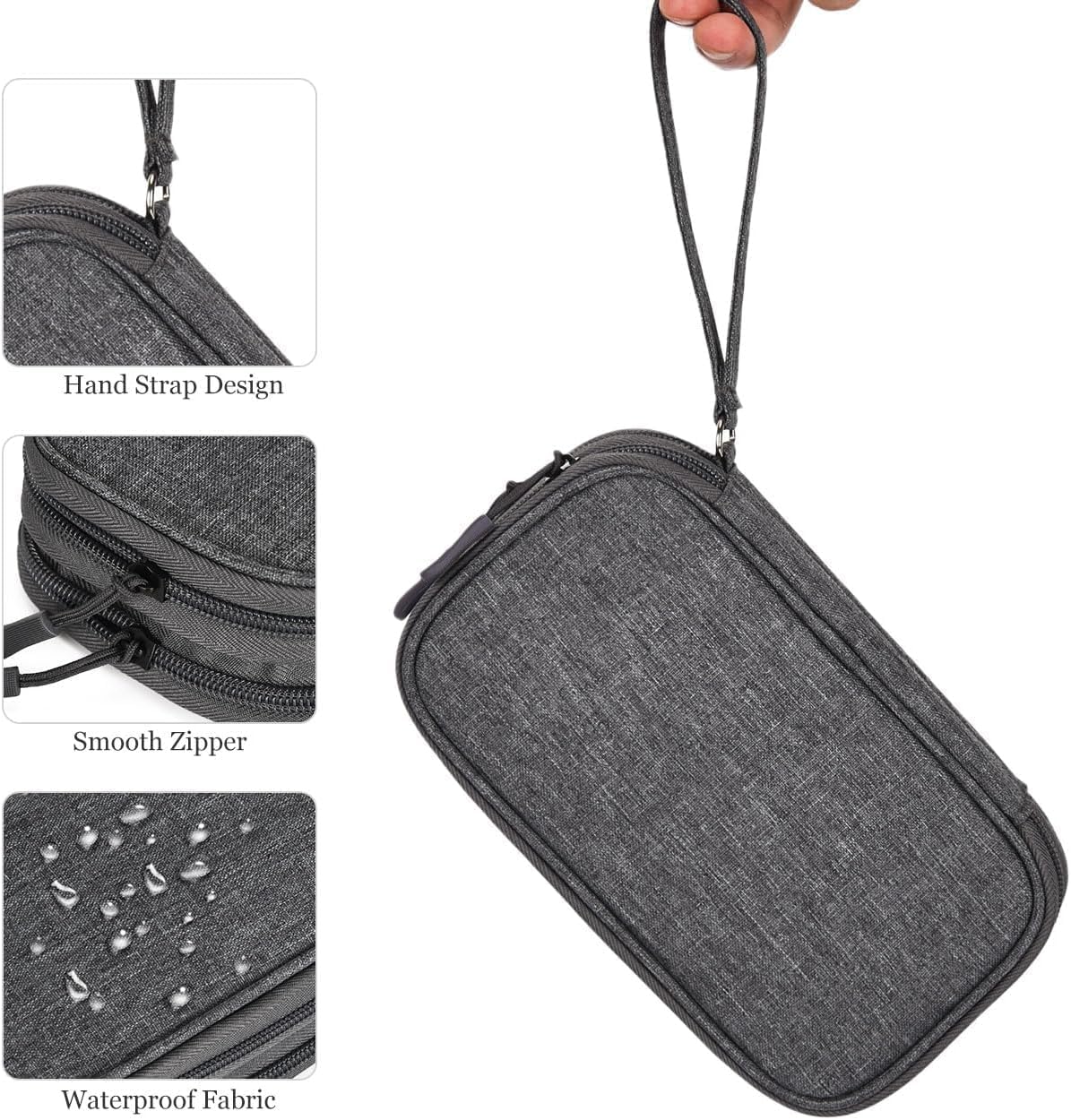 CAOODKDK Electronics Accessories Organizer Pouch Bag, Travel Universal Organizer for Cable, Charger, Phone, SD Card, Business Travel Gadget Bag