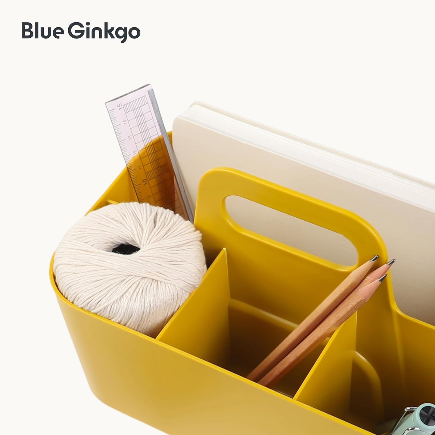 BLUE GINKGO Stackable Organizer Caddy – Korean-Made Portable Tote for Bathroom, Office, Crafts, or School Supplies (Rectangle, White)