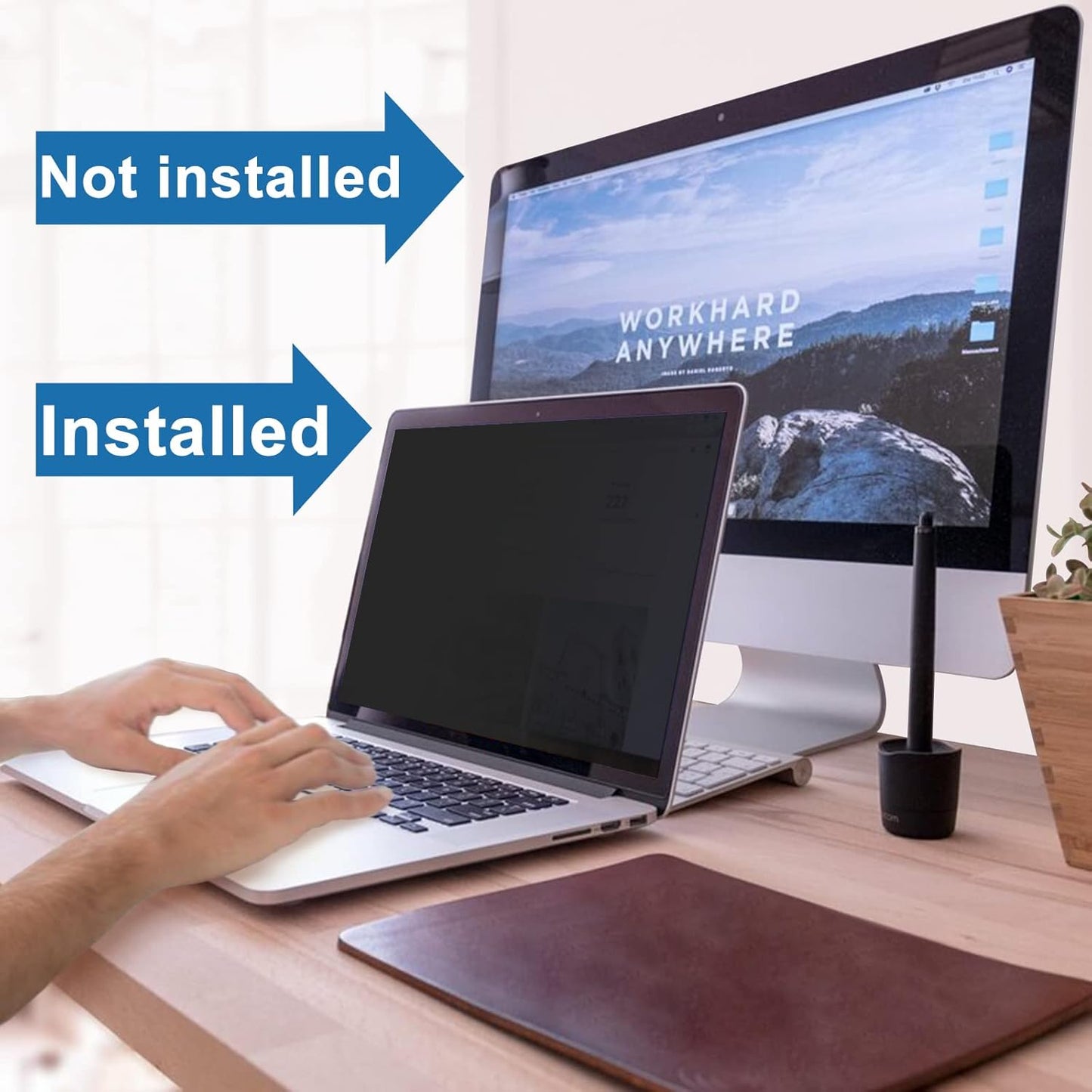 IPROKKO Laptop Privacy Screen 14 Inch 16:9 Aspect, Compatible with HP, Dell, Acer, Asus, Samsung, Lenovo Yoga & More, Removable Anti Blue Light Glare Spy Computer Monitor Filter Security Shield