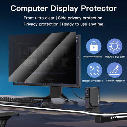 2 Pack Magnetic Hanging Computer Privacy Screen 24 Inch for 16:9 Widescreen Monitor, Removable Privacy Screen Anti Glare Blue Light Computer Screen Privacy Shield, Anti-Scratch 24in Protector Film