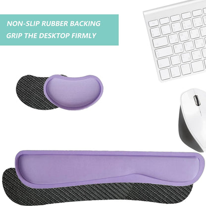 Keyboard Wrist Rest Mouse Wrist Support Set, Memory Foam Wrist Rest Pad for Computer Laptop Keyboard Mouse, Ergonomic Wrist Cushion Support for Typing Pain Relief, Gaming Home Office, Flowers Grass