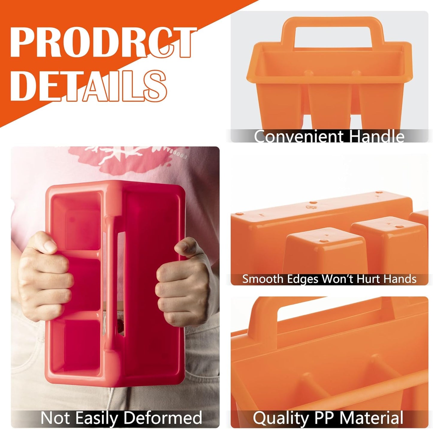 Plastic Caddy With Handle,Protable Classroom Craft Caddy, 6-pack Storage Caddy For Pencil,Pen,Craft Tools (Clear)