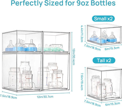 Vtopmart Stackable Storage Drawers Set of 3,Clear Plastic Organizer Bins for Makeup, Cosmetics, Beauty Supplies,Ideal for Vanity, Bathroom,Cabinet,Pantry Organization