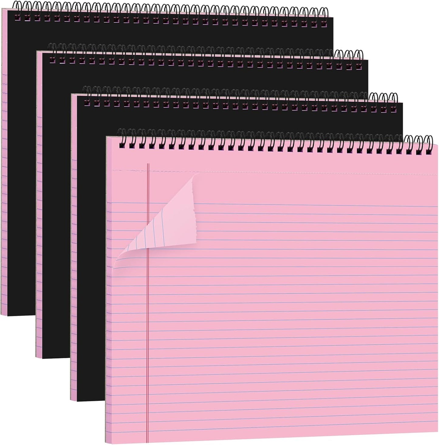 MotiMind 4 Pack Landscape Notebook Top Spiral Bound 11 x 9.5 Inch College Ruled Legal Pads Horizontal Notepad with Hole Punched Pages for Office School Meeting Project Notes Daily Use, White