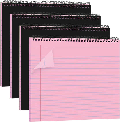 MotiMind 4 Pack Landscape Notebook Top Spiral Bound 11 x 9.5 Inch College Ruled Legal Pads Horizontal Notepad with Hole Punched Pages for Office School Meeting Project Notes Daily Use, White