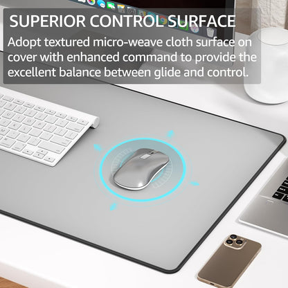 KTRIO Large Gaming Mouse Pad Desk Mat, Superior Micro-Weave Cloth for Precise Mouse Control, Non-Slip Rubber Base, Stitched Edges, Water-Resistant, for Gamer, Office & Home, 31.5" x 11.8" inches