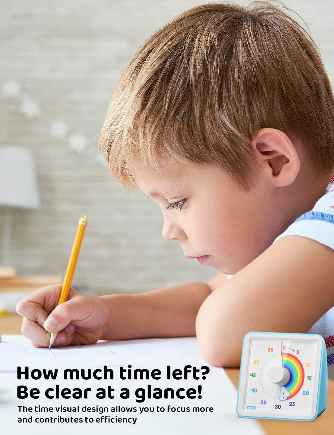 LIORQUE 60 Minute Visual Timer for Kids, Visual Countdown Timer for Classroom Office Kitchen with 'Space Ship' Pattern Design, Pomodoro Timer with Silent Operation (Batteries Included)