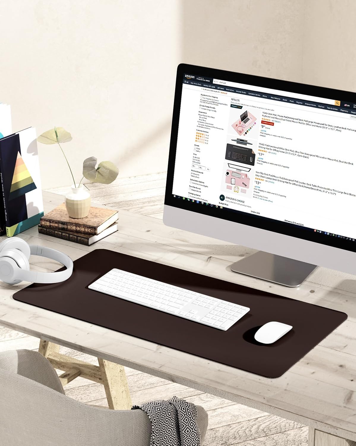 YSAGi Non-Slip Leather Desk Pad, Waterproof Laptop Computer Desk Keyboard Mat, Table Protector Blotter Mat, Large Mouse Pad for Office/Work/Home/Decor(Black, 31.5" x 15.7")
