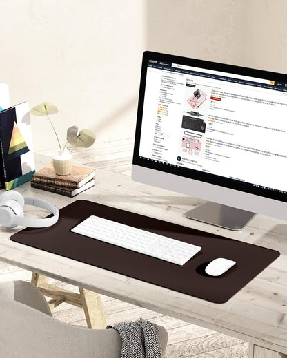 YSAGi Non-Slip Leather Desk Pad, Waterproof Laptop Computer Desk Keyboard Mat, Table Protector Blotter Mat, Large Mouse Pad for Office/Work/Home/Decor(Black, 31.5" x 15.7")