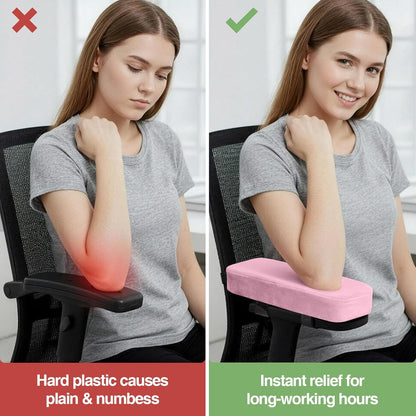 Smiry Ergonomic Office Chair Armrest Pads, Memory Foam Arm Rest Covers, Non-Slip Armrest Cushion with Adjustable Buckles and Straps, Elbow Relief for Desk, Gaming & Wheelchair (Black, Set of 2)