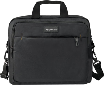 Amazon Basics Laptop Tablet Carrying Case with Shoulder Strap and Grab Handles, 14-inch, Black, Compartments for Storage