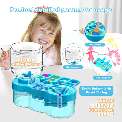 Paint Brush Cleaner, Upgraded Water Cycle Watercolor Rinser Dispenser with Holder and Palette, Washing My Brushes, Cleaning System for Acrylic,Watercolor,Painting Art Supplies for Adults Students