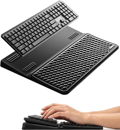 Vaydeer Wrist Rest with Keyboard Stand, Computer Wrist Support Pad, Ergonomic Keyboard Riser Holder Lifter Tray with Wrist Pad, Soft Memory Foam Desk Cushion, Palm Hand Typing for Office Home School