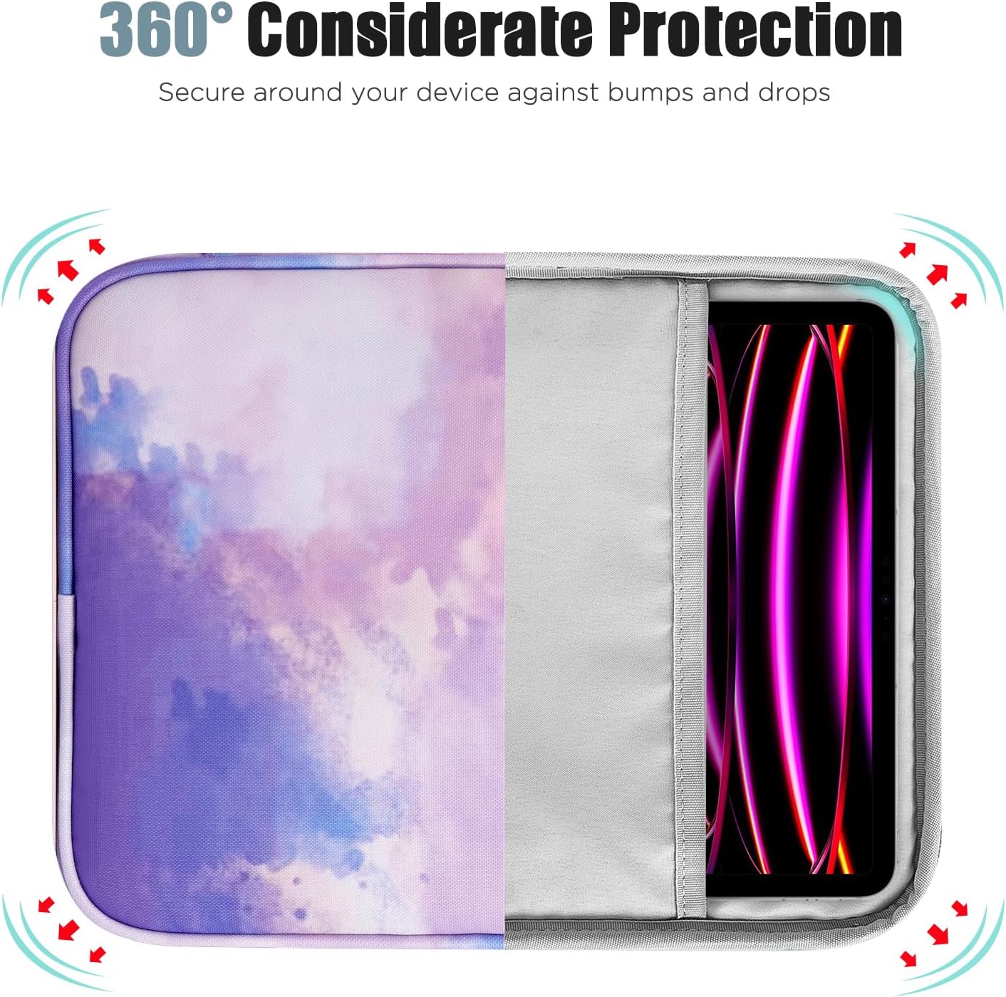 TiMOVO 9-11" Tablet Sleeve Bag for iPad 11-inch A16 2025, iPad 10.9"/10.2"| Air 11 Inch/5th/4th Gen. 10.9", Galaxy Tab A9+/A11Plus 11", Protective Bag with Pocket, Black
