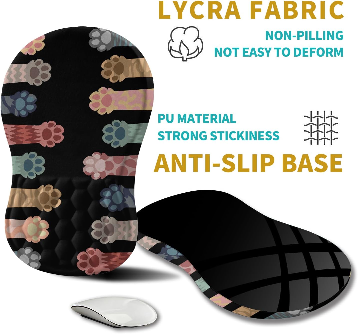 Hokafenle Ergonomic Mouse Pad Wrist Support, Wrist Rest Mousepad for Carpal Tunnel Pain Relief with Integrated Memory Foam Slope Massage Bulge (11.8x7.9 inch,Topographic Contour)