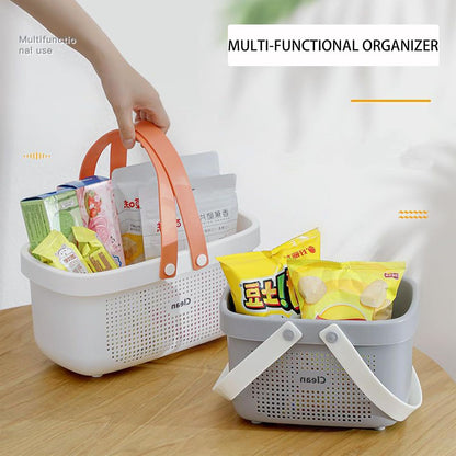 JiatuA Plastic Storage Basket with Handle Portable Shower Caddy Tote Organizer Basket Bin for Bathroom Kitchen Dorm Room Bedroom, Green