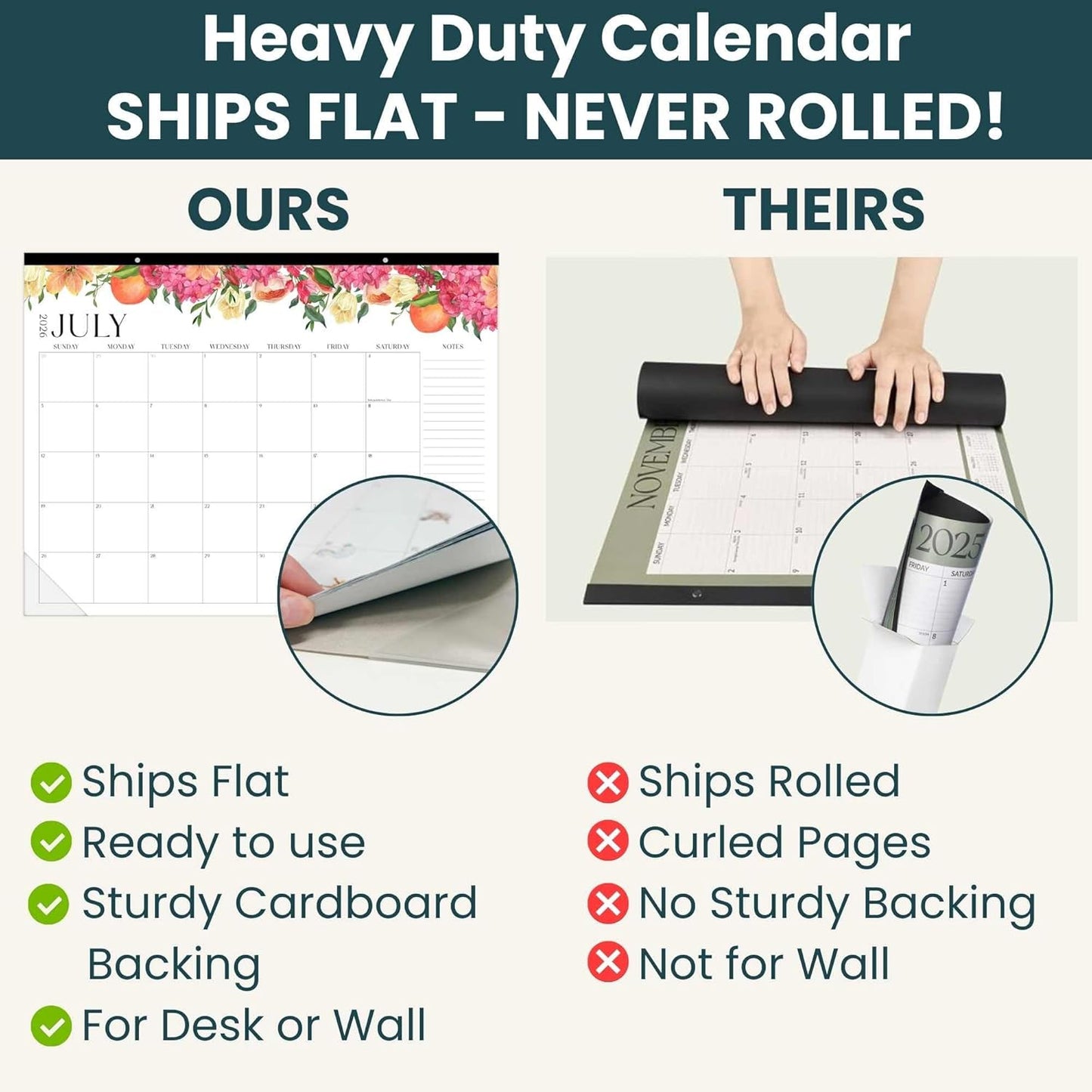 bloom daily planners Desk Calendar 2026-2027 - Academic Year Large Wall Calendar (July 2026 - July 2027) - 21” x 16” Desktop & Hanging Monthly Planner with Stickers for Home or Office - Seasonal