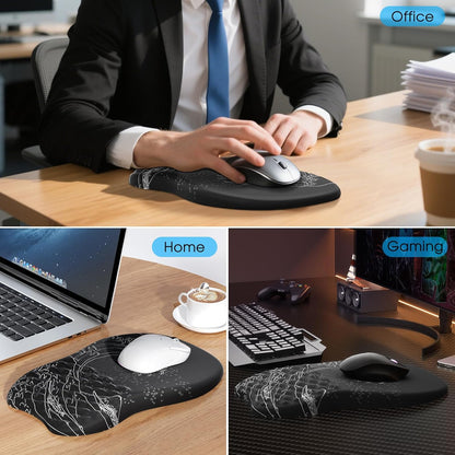MROCO Ergonomic Mouse Pad with Wrist Support, Memory Foam Wrist Rest Mouse Pad, Non-Slip Base, Smooth Surface for Office & Home, Black
