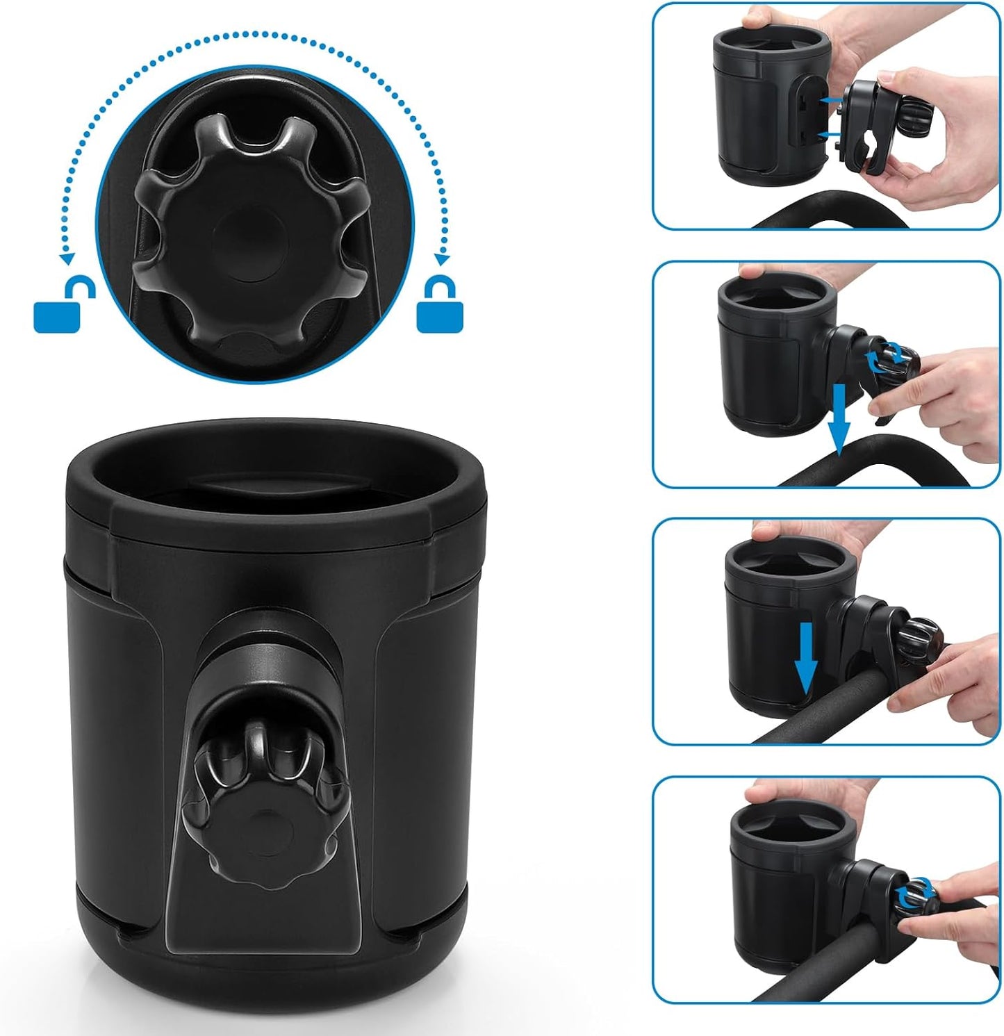 Accmor Stroller Cup Holder, Universal Cup Holder for Uppababy Nuna Doona Strollers, Bottle Drinks Holder for Wheelchair, Walker, Bike, Scooter