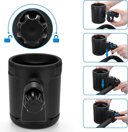 Accmor Stroller Cup Holder, Universal Cup Holder for Uppababy Nuna Doona Strollers, Bottle Drinks Holder for Wheelchair, Walker, Bike, Scooter