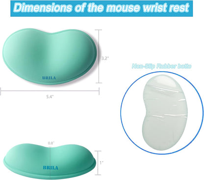 BRILA Ergonomic Silicone Mouse Wrist Rest, Cooling Silica Gel PU Leather Mouse Wrist Support Pad for Office Work and Laptop Computer Gaming