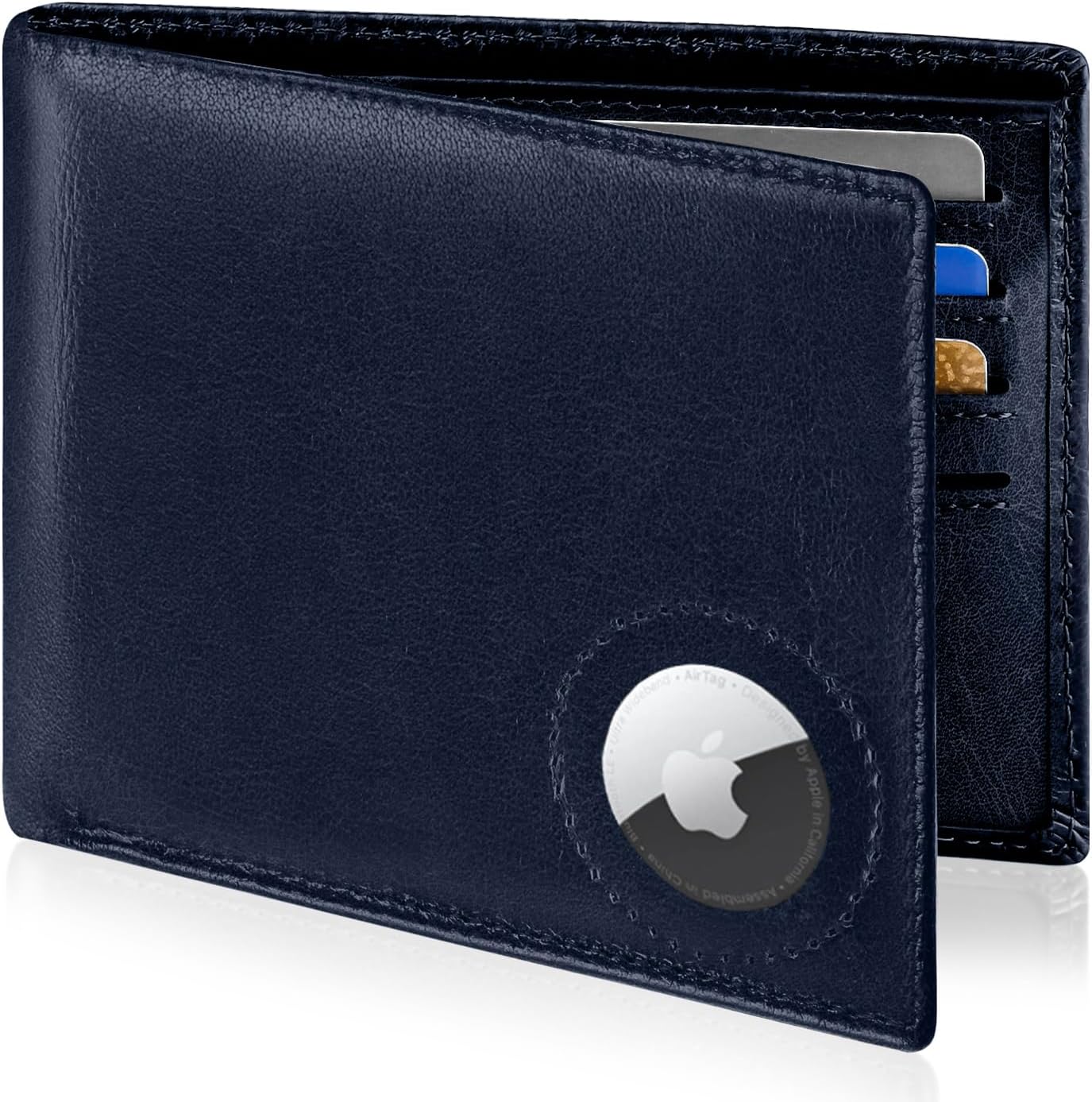 GIPUSSON Slim Leather Wallet for Men Airtag Hidden, Large Bifold Mens Wallet RFID Blocking with ID Windows, Credit Card Holder for Men Wallet