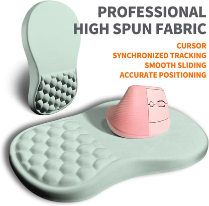 Ergonomic Joint Wrist Support Mouse Pad with Memory Foam Cushion Massage Bump, Carpal Tunnel Pain Relief Mousepad Slope Design for Wrist Rest, 11.8x7.9 in, Black