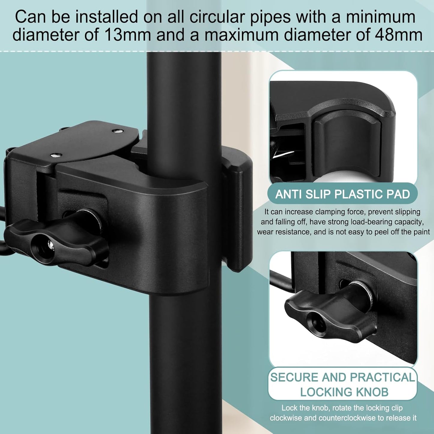 Clamp-On Cup Holder for Vertical Round Poles - Fits Most Round-Rod Stands, Grill Racks, Wheelchairs & Railings - Holds Coffee, Beer, Water & Drink Cups