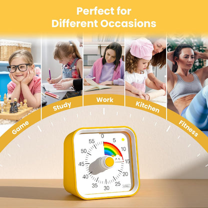 Visual Timer for Kids with Pause Function, 60 Minute Countdown Timer for Kids Desk Study, Teaching, Kitchen Cooking, Office Meetings, Time Management for ADHD (White)