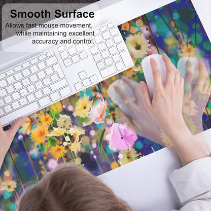 QIYI Large Mouse Pad, Cute Pink Desk Mat for Desktop, Women Girls PU Leather Desk Pad Waterproof Gaming Mousepad, Rose Gold Marble Computer Protector Writing Pad for School Office Home 31.5" x 15.7"