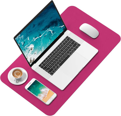 Hsurbtra Desk Pad, 23.6" x 13.8" PU Leather Desk Mat, M Extended Mouse Pad, Waterproof Desktop Blotter Protector, Non-Slip Ultra Thin Small Laptop Keyboard Writing Mat for Office Home, Pink