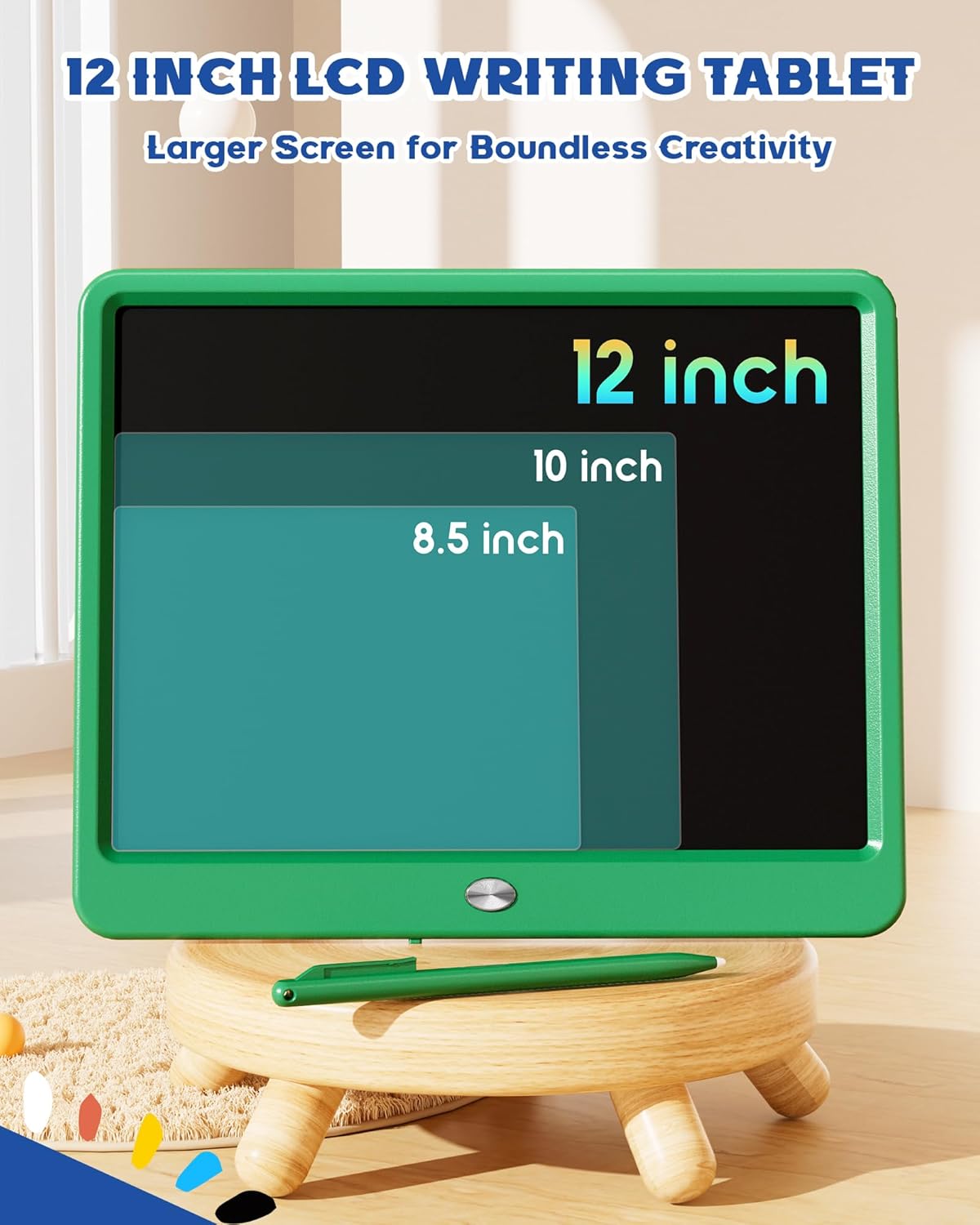 Bravokids 12 Inch LCD Writing Tablet for 3 Year Olds - Electronic Drawing Pad and Doodle Board as Educational Birthday Gifts for Girls and Boys (Pink)