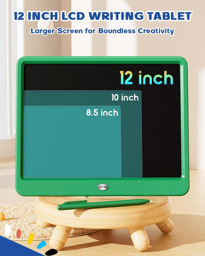 Bravokids 12 Inch LCD Writing Tablet for 3 Year Olds - Electronic Drawing Pad and Doodle Board as Educational Birthday Gifts for Girls and Boys (Pink)