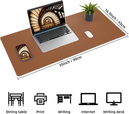AFIING Large Desk Mat 47" x 17", Dual-Sided Natural Cork & PU Leather Desk Pad, Non-Slip Waterproof Mouse Pad for Office, Home & Gaming, Black