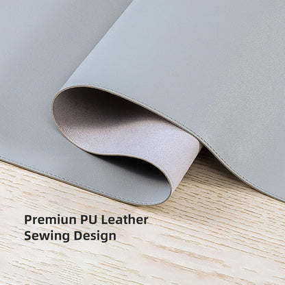 Leather Desk Pad,Wolaile 36x17 inch Large Mouse Pad,Waterproof Non-Slip Writing Desk Blotter,Computer Mat Desktop Protector for Office Home,Black