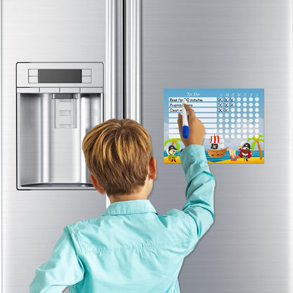 Dry Erase Whiteboard Task & Habit Tracker | Removable and Restickable Adhesive Decal | Fine-Tip Magnetic Marker Included | 9” x 12”