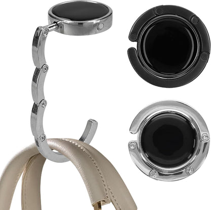 kwmobile Purse Hook for Table - Set of 2 Purse Holder - Folding Handbag Hanger - Portable Bag Holder - Bag Hooks for Desk - Table Hook Black