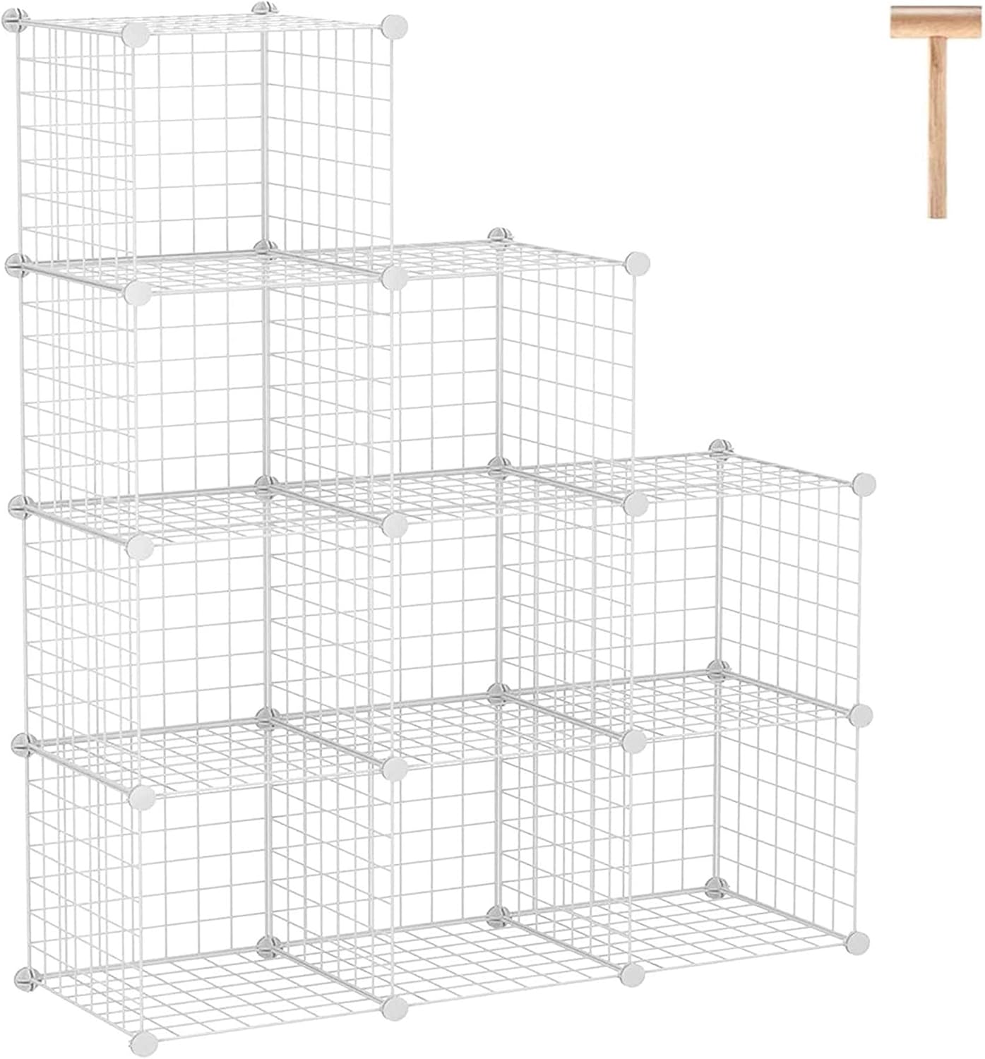 C&AHOME Wire Cube Storage, 6 - Cube Organizer Metal C Grids, Modular Shelves Units, Storage Bins Shelving, Closet Organizer, Ideal for Home, Office, Living Room, 36.6”L x 12.4”W x 36.6”H Black