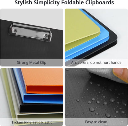 Clipboard Folder, A4 Foldable Clipboards with Pocket, File Cover Office Folder Clipboard, 360 Degree Foldable Storage Clipboards for Office, School or Medical Field, Green